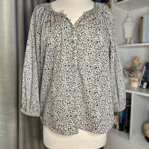GAP Floral Blouse - Black, White, and Yellow